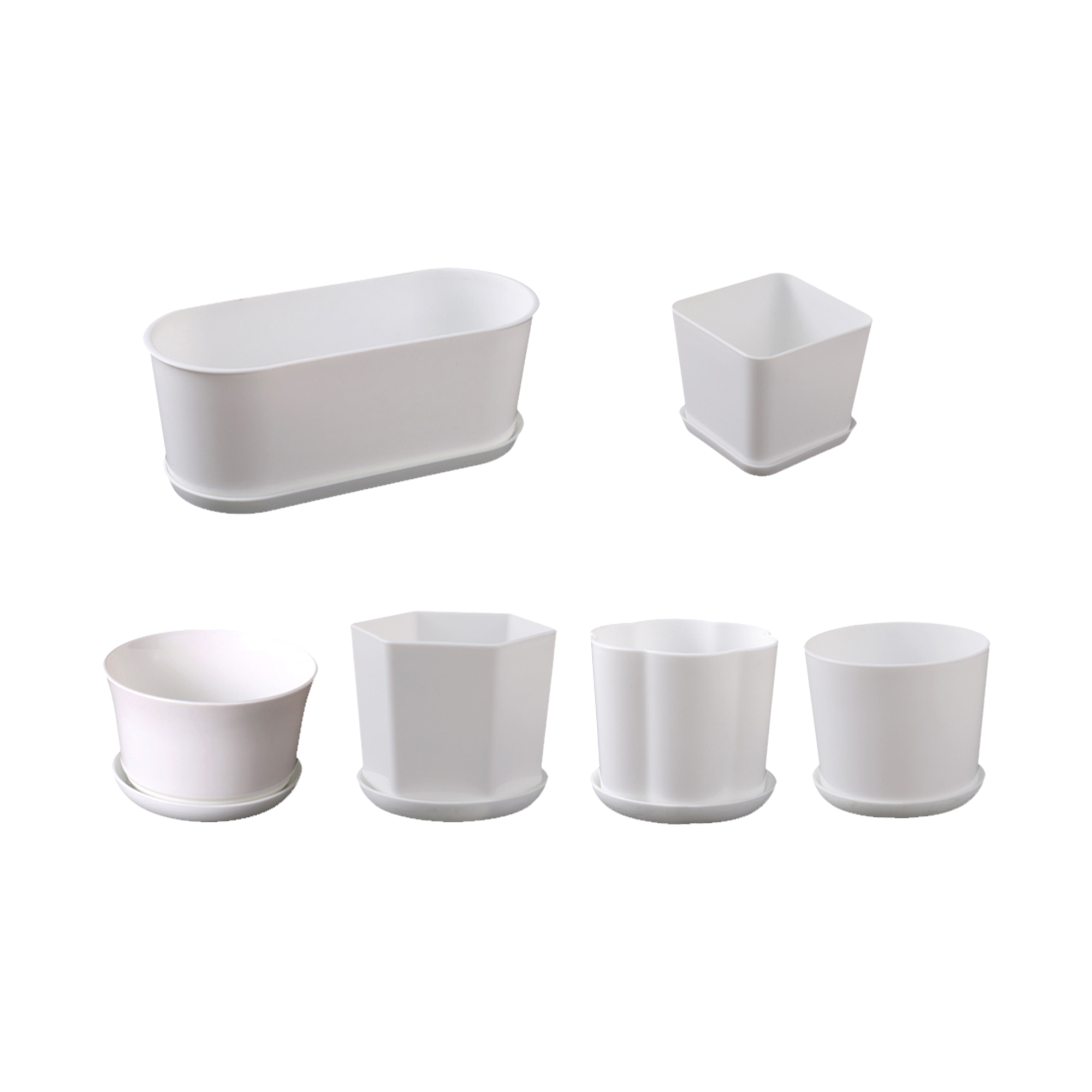 Indoor Herb Garden Kit - Pot Bunga Poligonal Putih Sederhana untuk