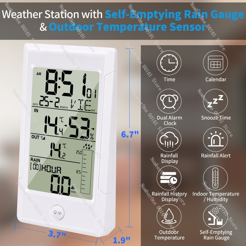 Stasiun Cuaca Nirkabel dengan  - Rain Gauge Digital ulasan dan harga